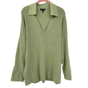 Rag & Bone Sweater Amy Ribbed Cotton Blend Size large Tunic Light Green
